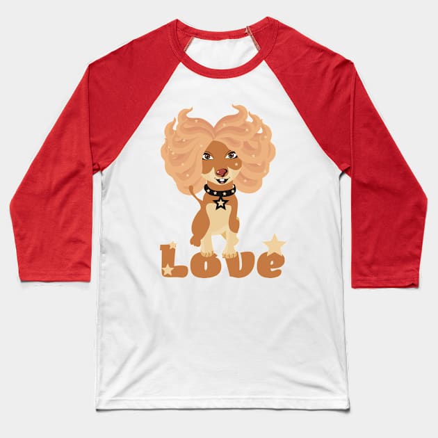 dog long hair star Baseball T-Shirt by crearty art